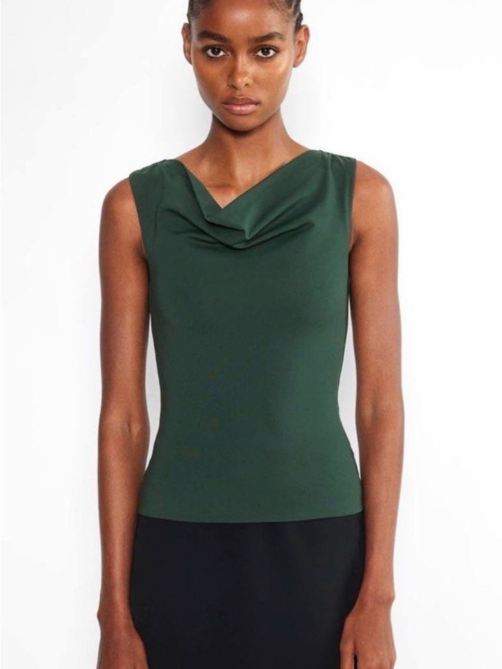 Aritzia Contour Sleeveless Cowl Neck Tank - Scarab Green